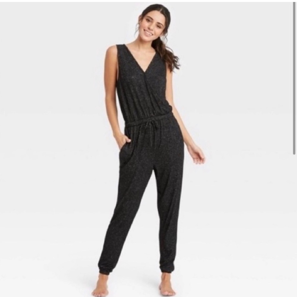 Target Stars Above Black Heather Super Soft Sleeveless Jumpsuit Lounge small